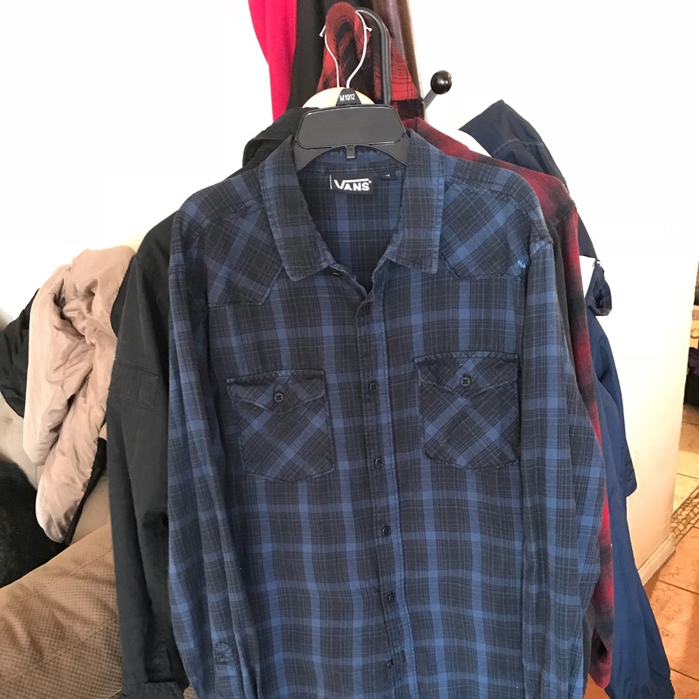 Vans blue plaid flannel shirt